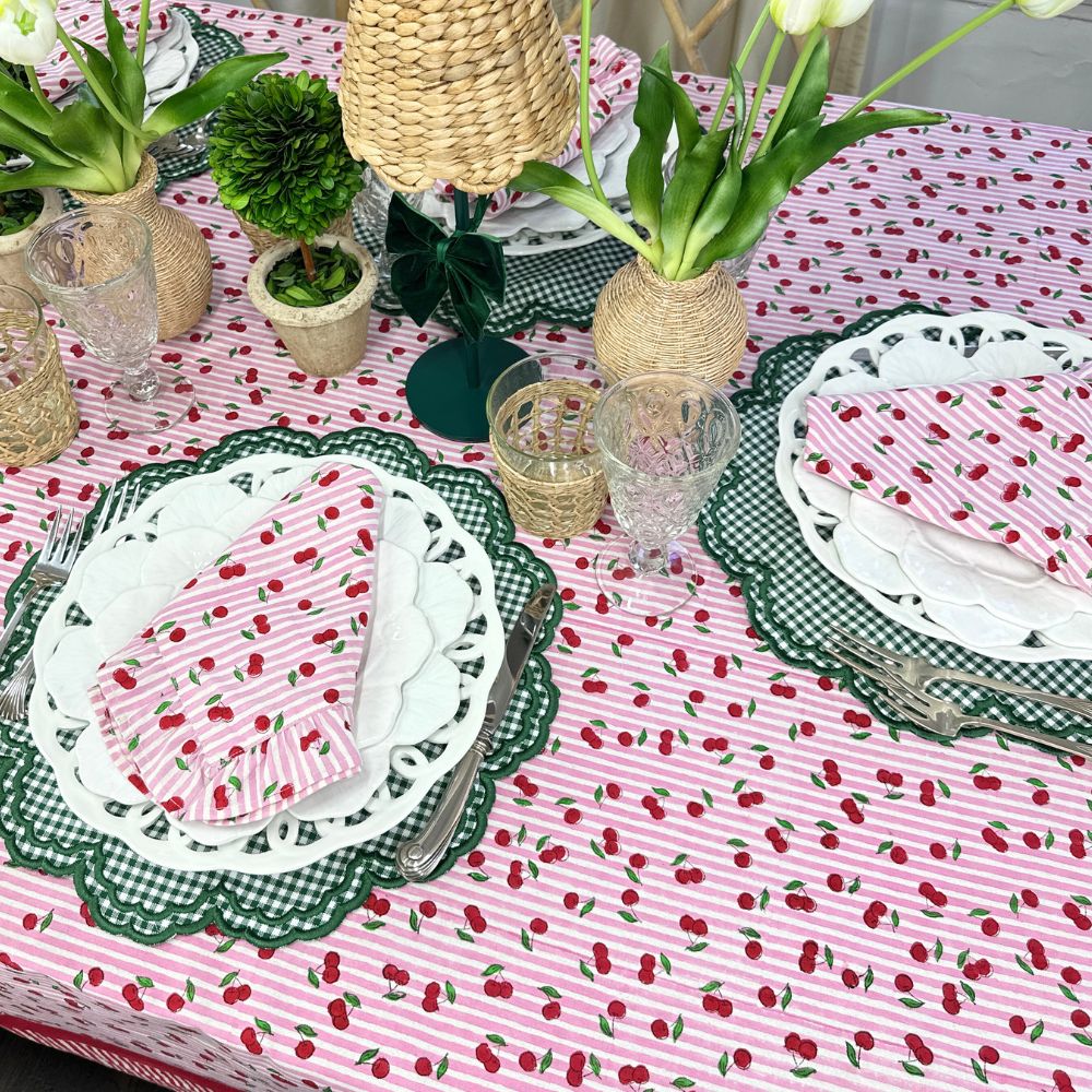 Cherries with Ruffle - Napkin - Set of 4