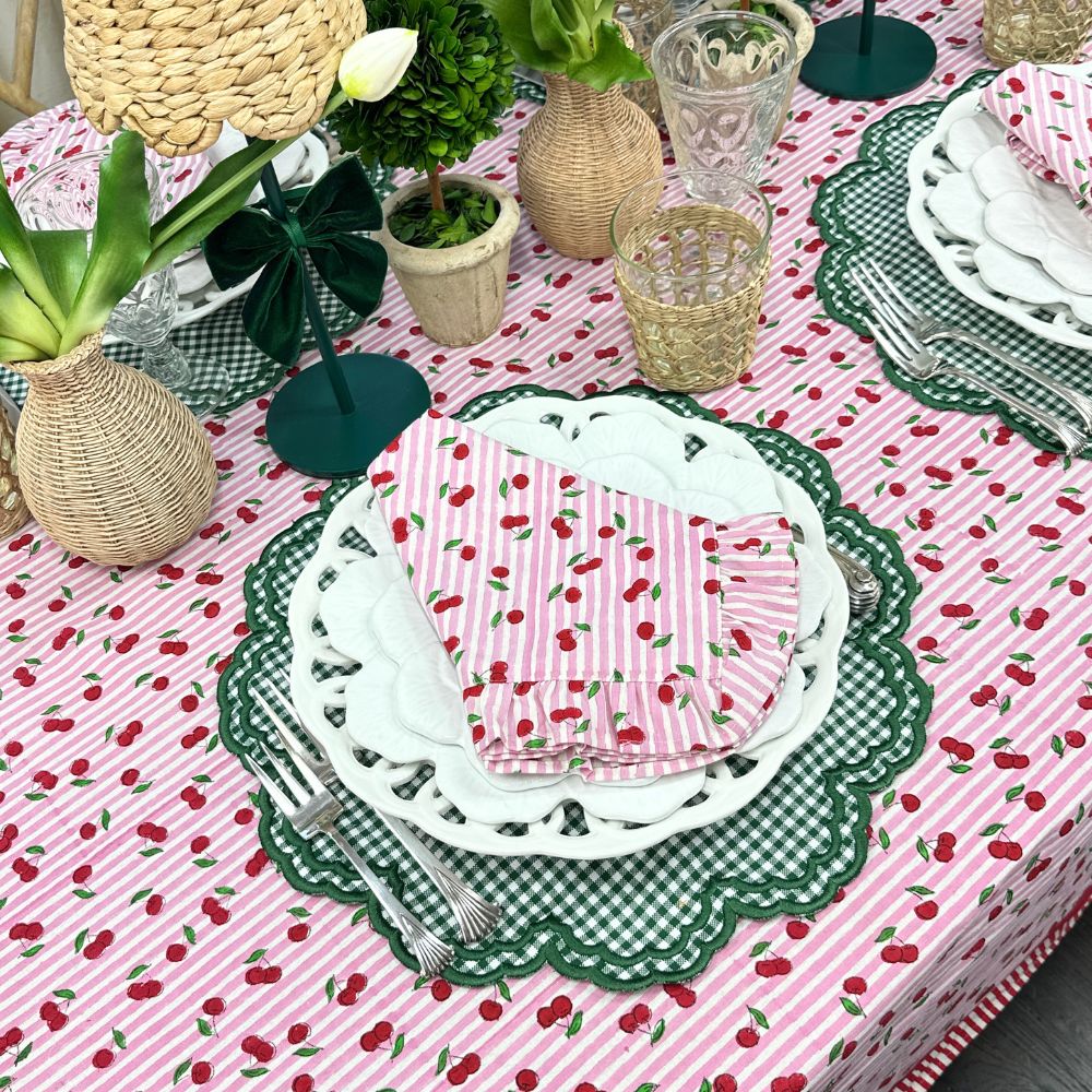 Cherries with Ruffle - Napkin - Set of 4
