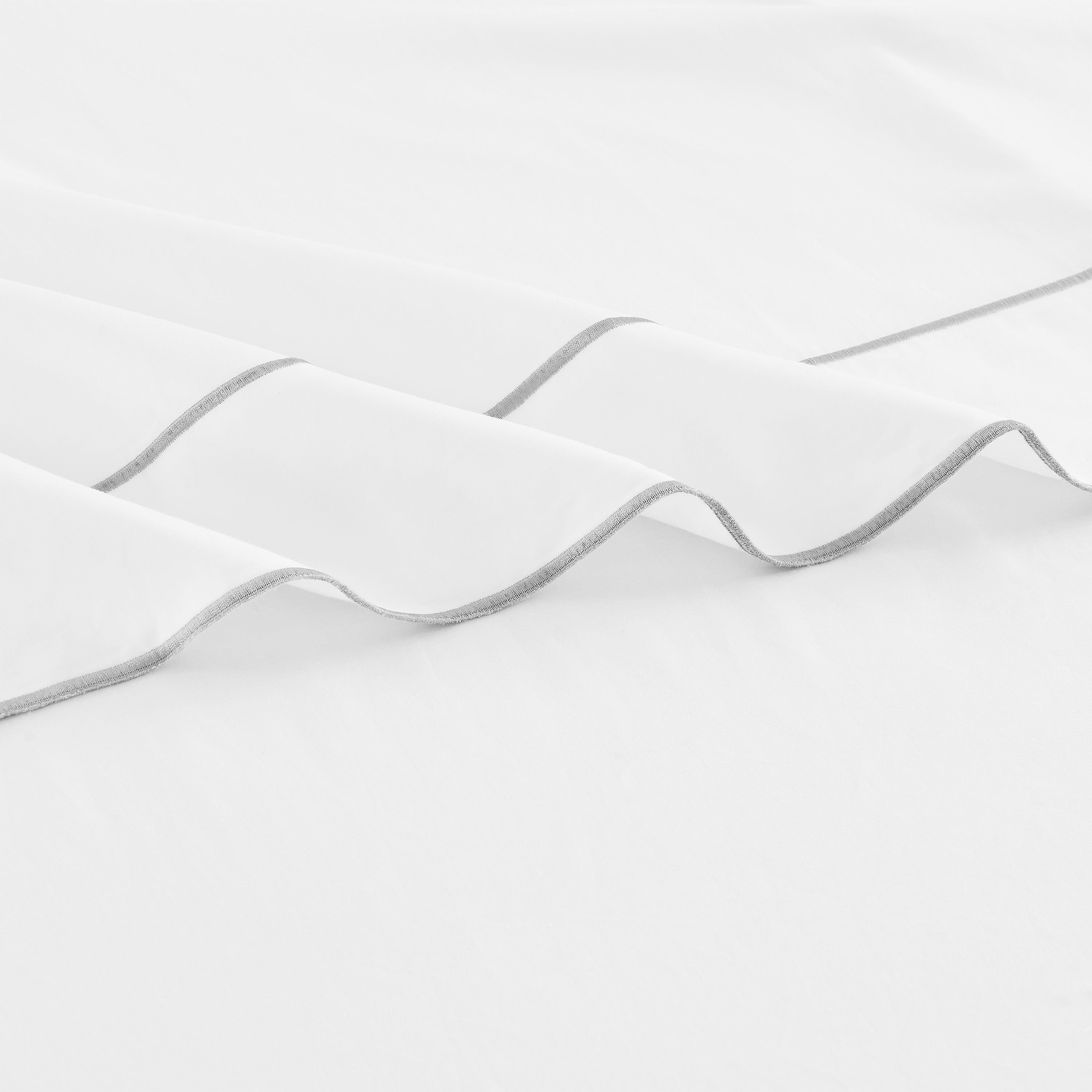 600 Thread Count Framed Sateen Embroidered Cotton Pillowcase Pair