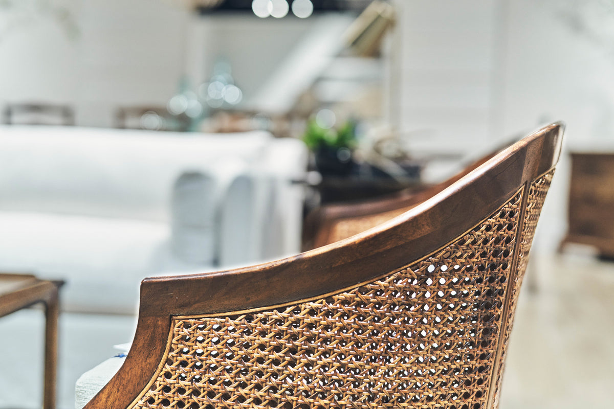 Walnut Cane Back Salon Settee