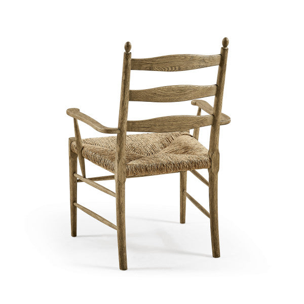 Timeless Doppler Ladderback Arm Chair in Stripped Brown Chestnut