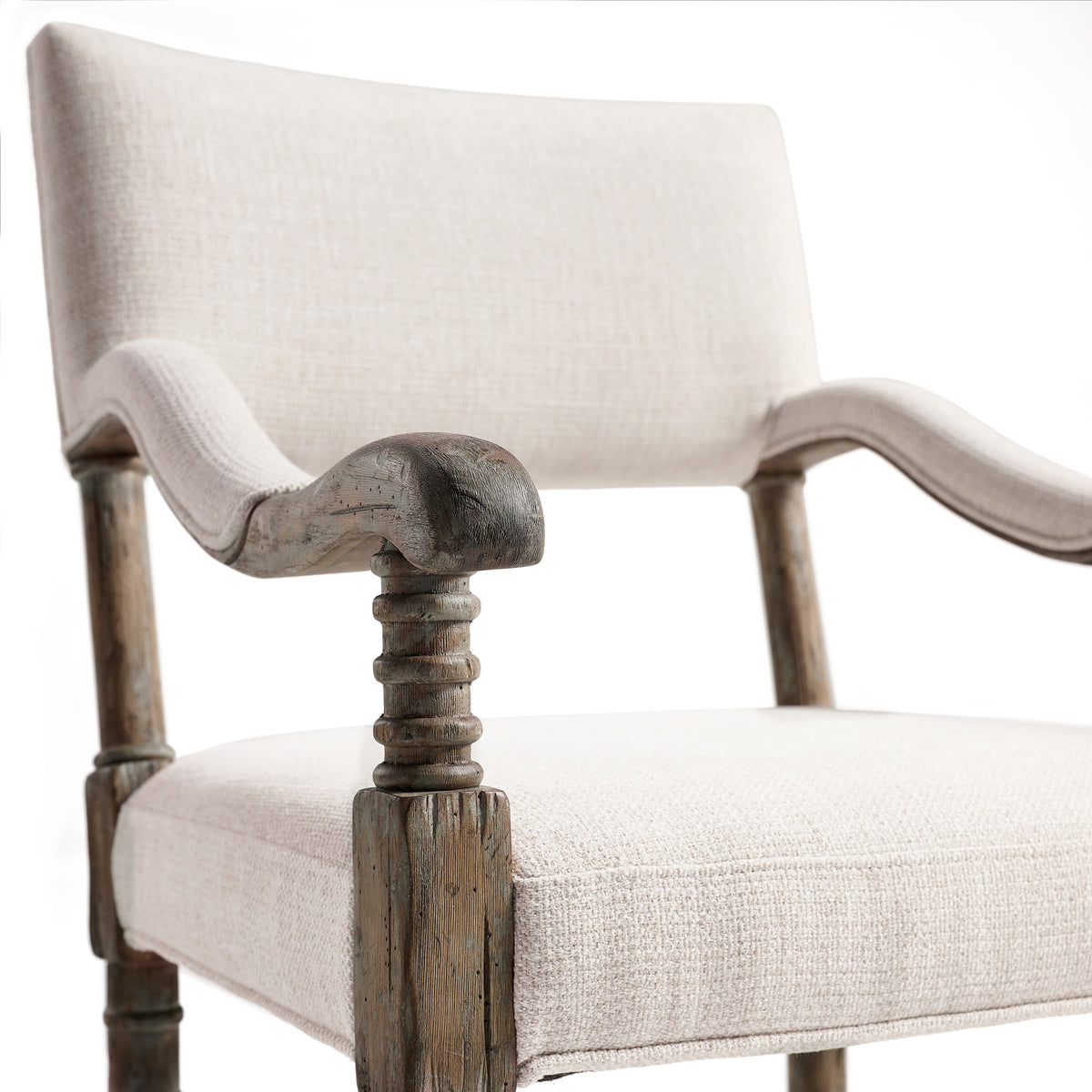 Caldera Upholstered Dining Arm Chair - Dark Spain Painted Walnut