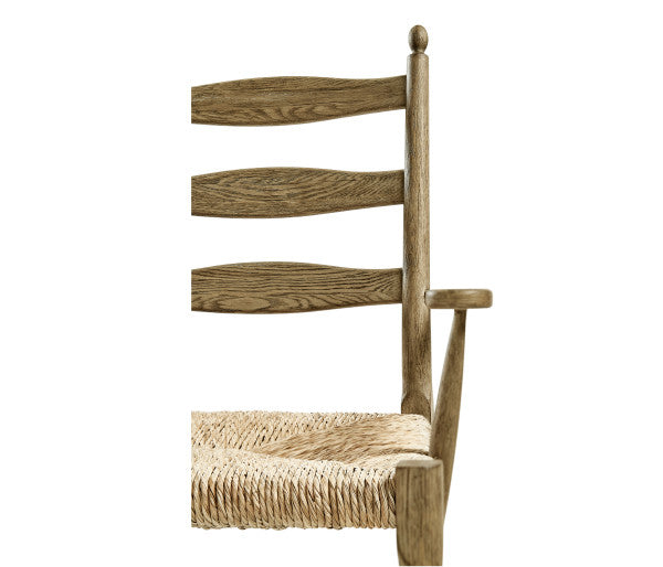 Timeless Doppler Ladderback Arm Chair in Stripped Brown Chestnut