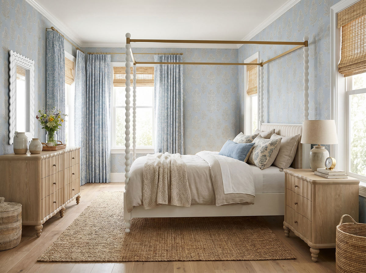 Haven Upholstered Canopy Bed, Queen