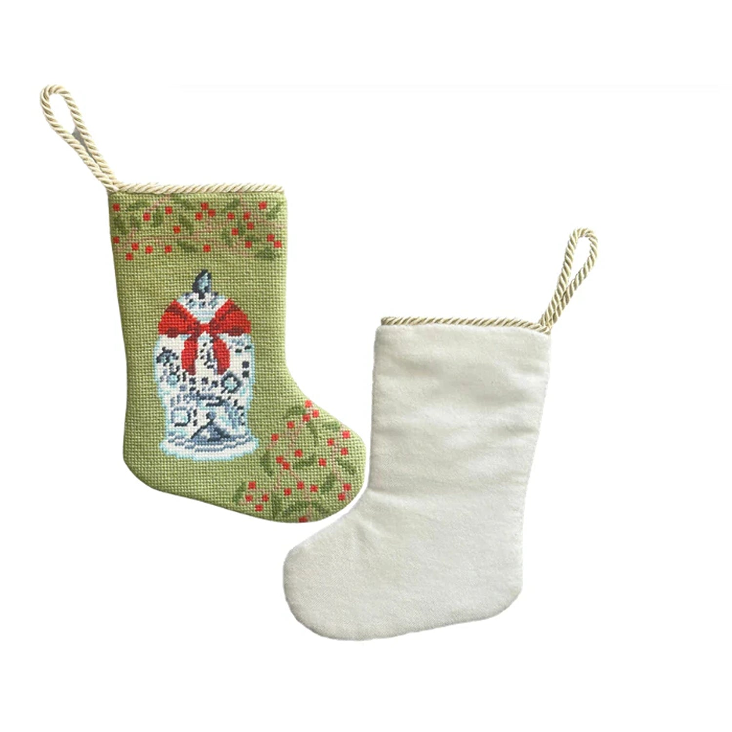 The Holiday Ginger Jar Needlepoint Stocking (2 Sizes)