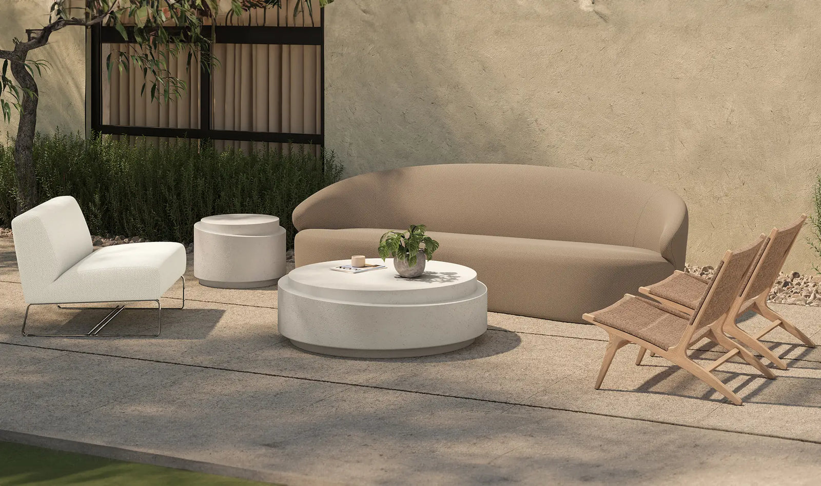 Lexus Outdoor Accent Table - Off White