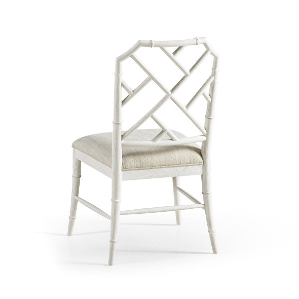 Timeless Saros Chippendale Bamboo Side Chair in Chalk White
