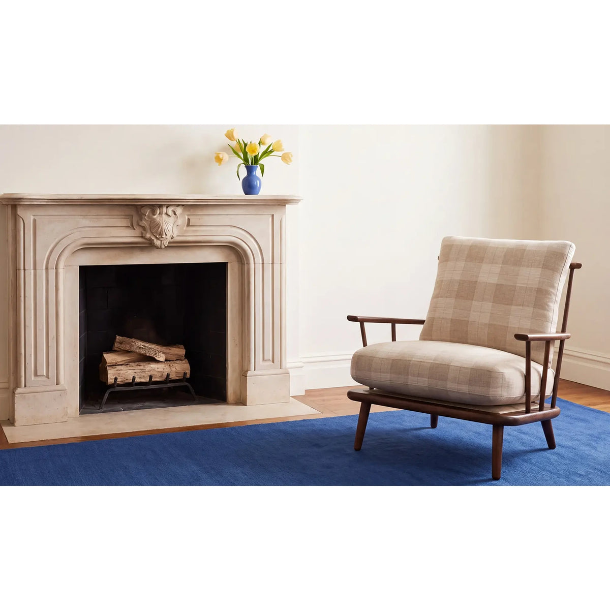 Gertie Accent Chair Light Brown Checkered