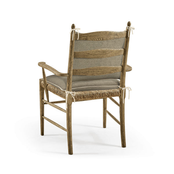 Timeless Doppler Ladderback Arm Chair in Stripped Brown Chestnut