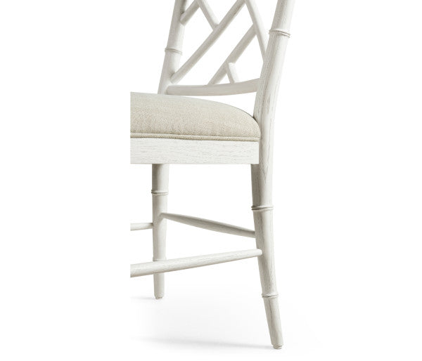 Timeless Saros Chippendale Bamboo Side Chair in Chalk White