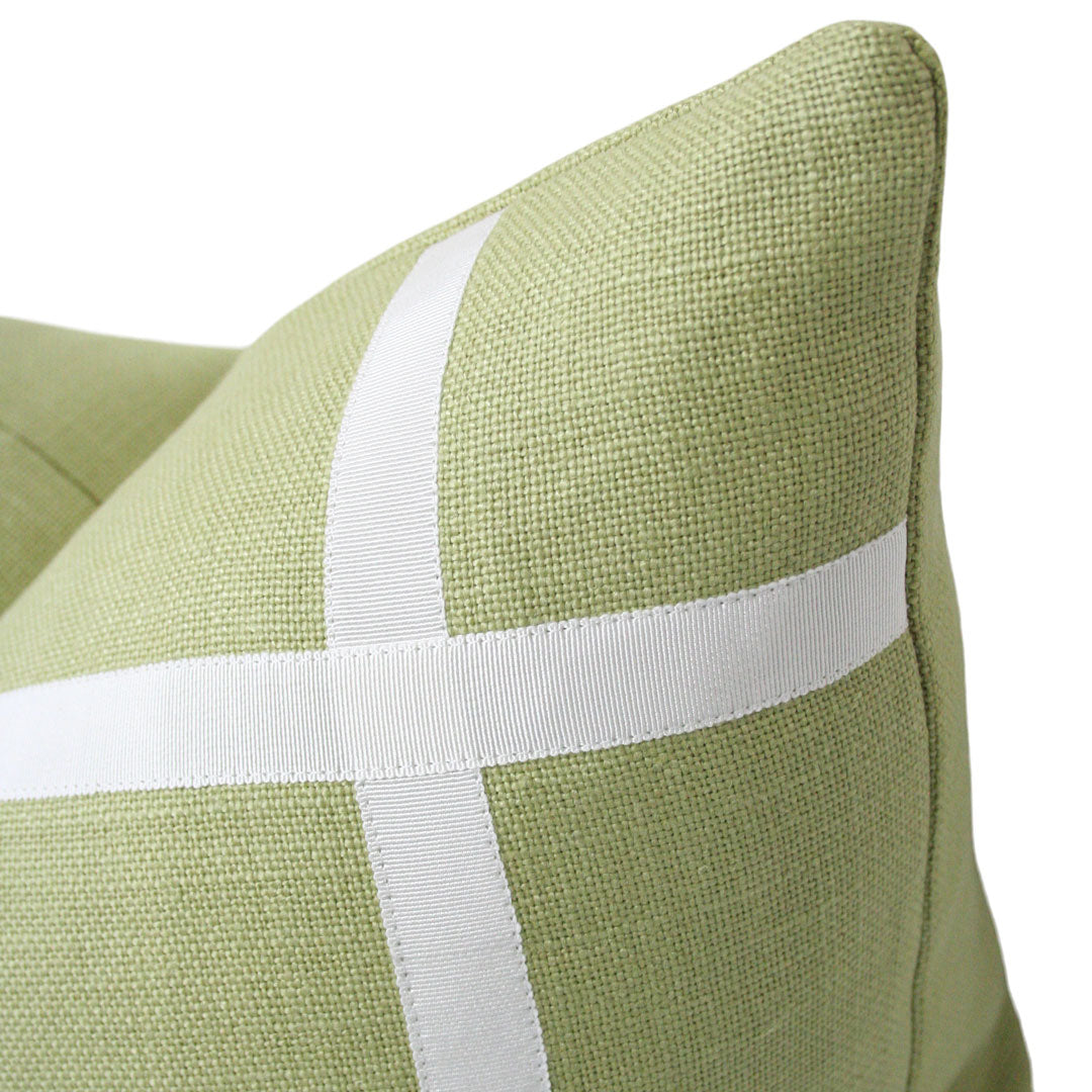 Leaf Green Linen with Off-White Ribbon (Last Chance)
