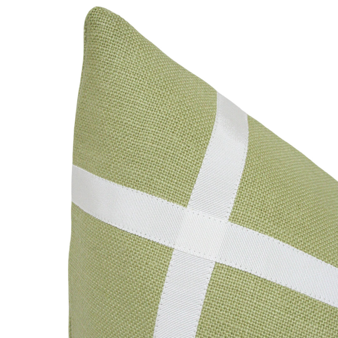 Leaf Green Linen with Off-White Ribbon (Last Chance)
