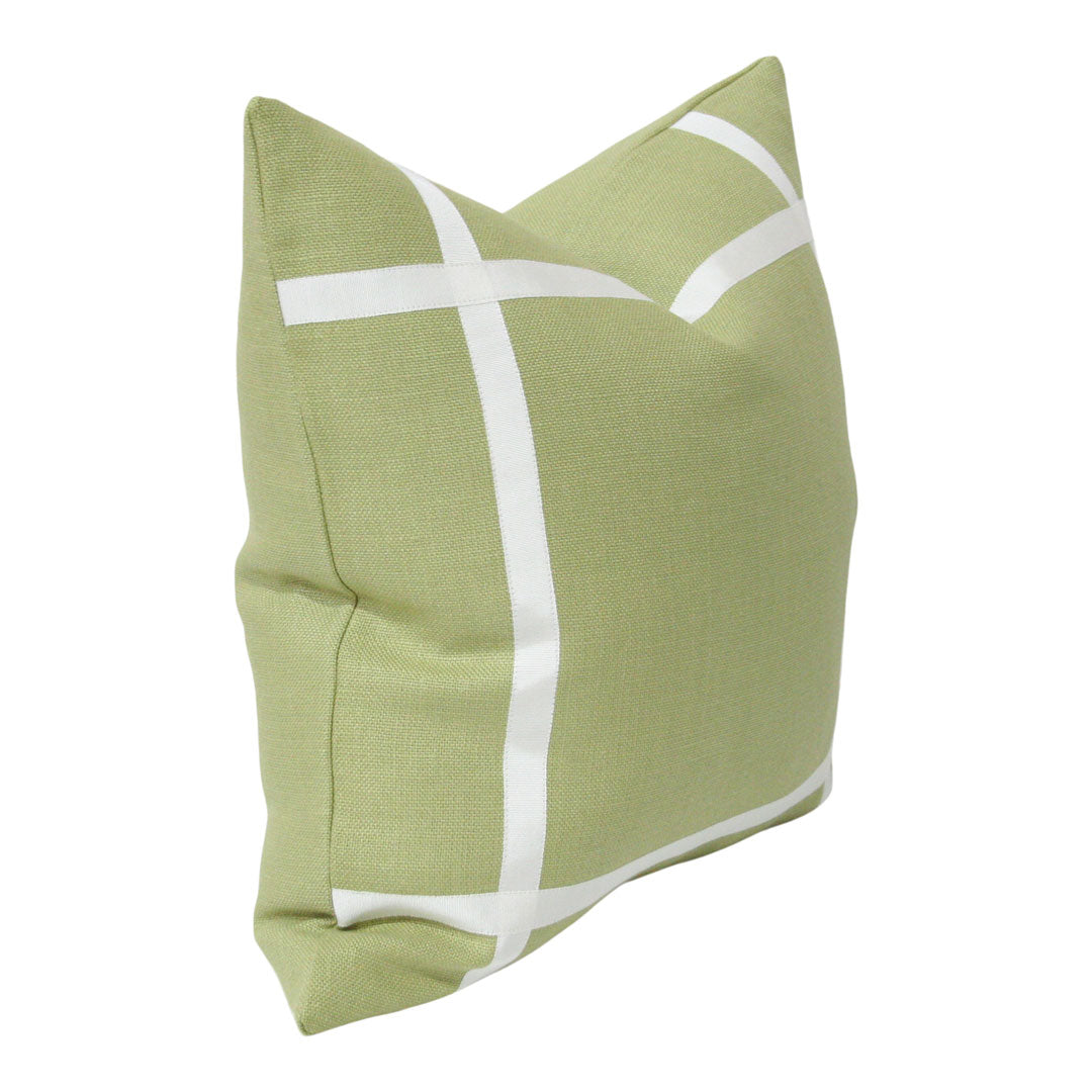 Leaf Green Linen with Off-White Ribbon (Last Chance)