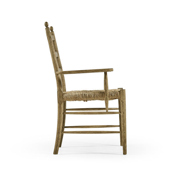 Timeless Doppler Ladderback Arm Chair in Stripped Brown Chestnut