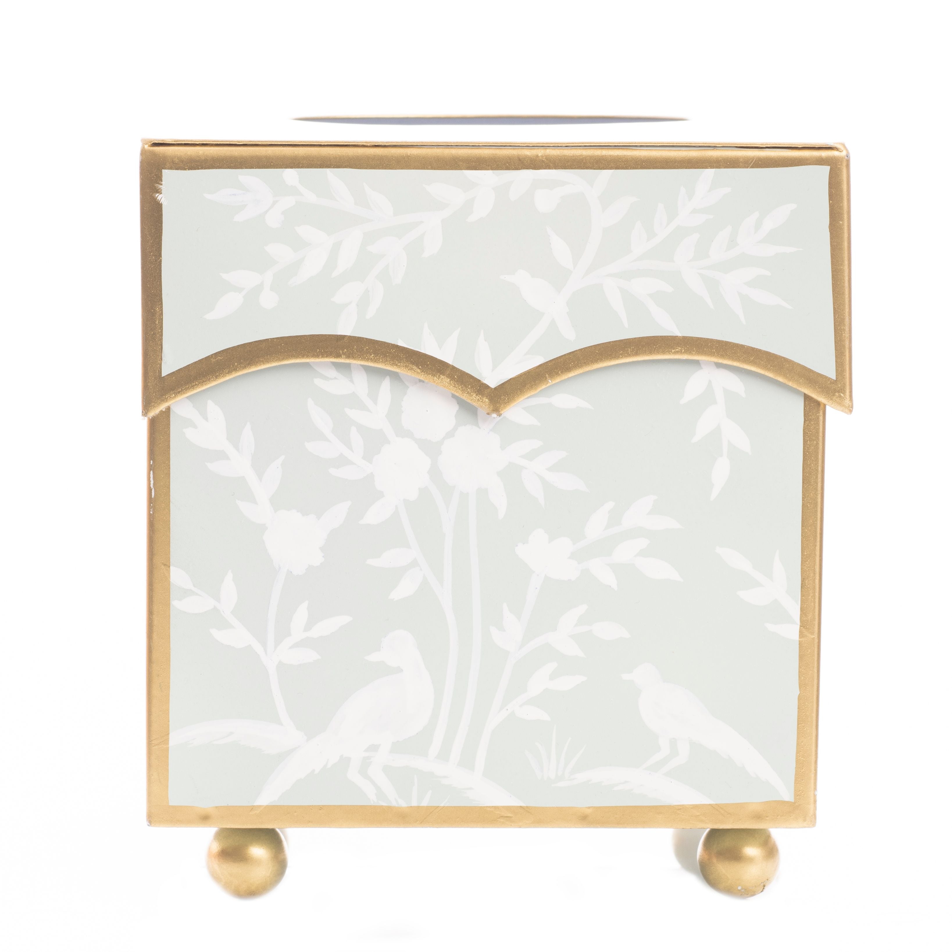 Mint Green & White Chinoiserie Wastepaper Basket & Tissue (3 Options)
