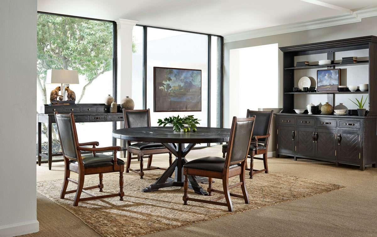 Casual Round Dining Table with Lazy Susan, 72"