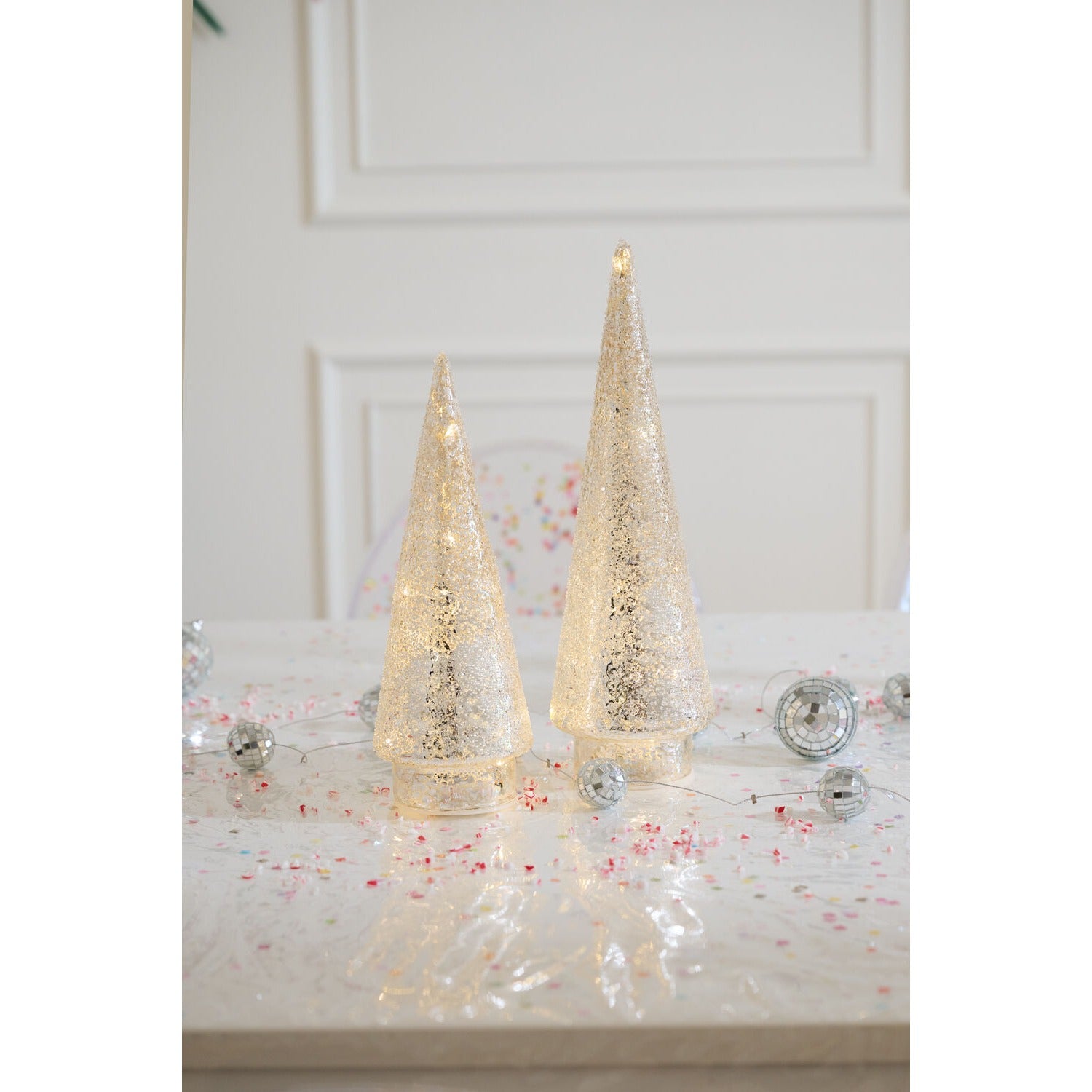 Metallic Textured Led Tree - Set of 2