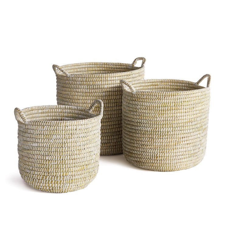 Raven Round Baskets with Handles Set of 3