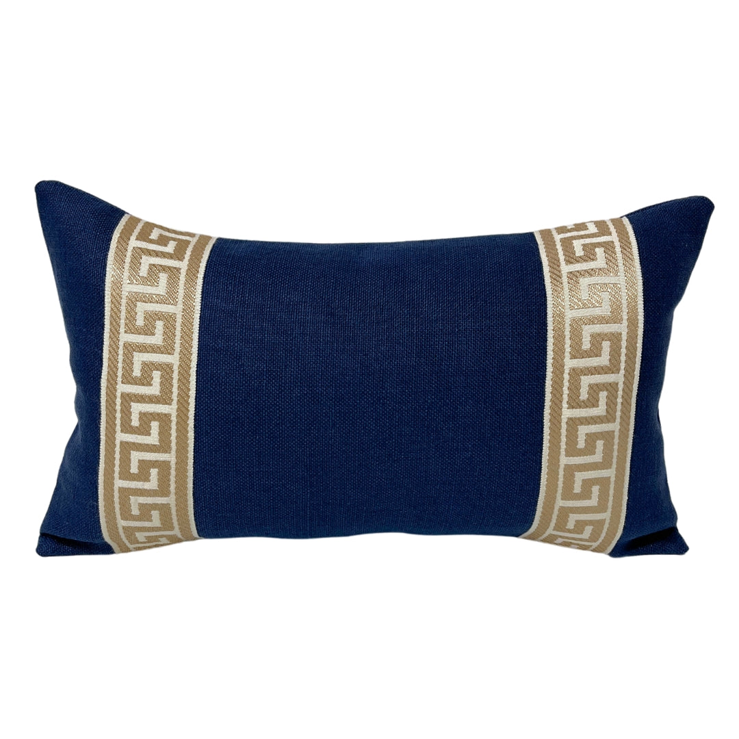 Navy Linen With Greek Key Trim High Performance (Last Chance)