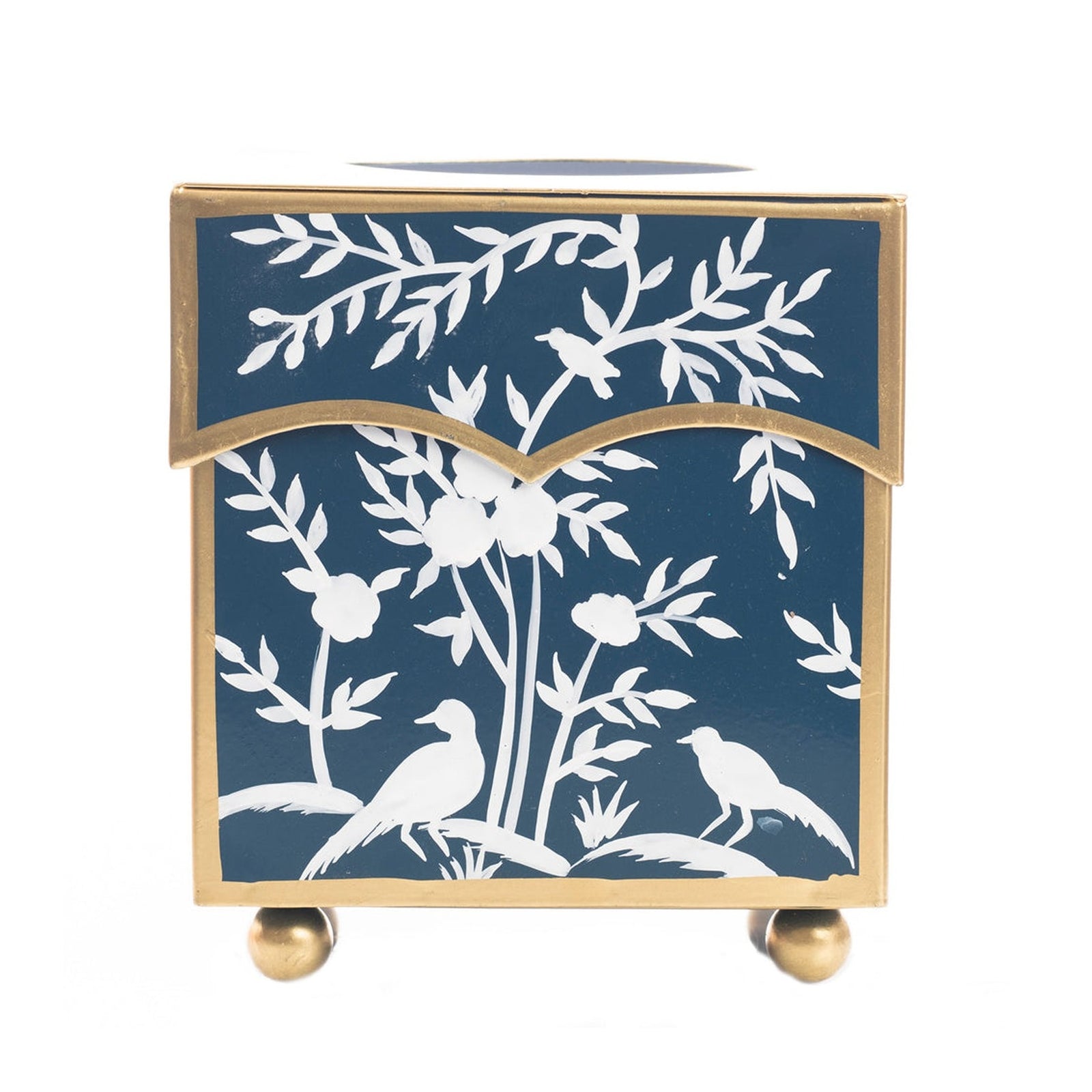 Navy & White Chinoiserie Wastepaper Basket & Tissue (3 Options)