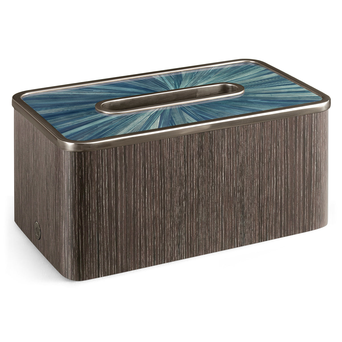 Sapphire Straw Marquetry Tissue Box, Rectangular