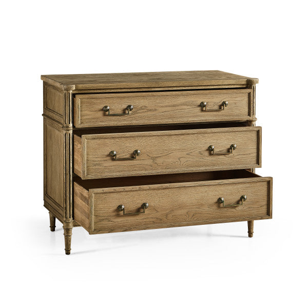 Timeless Kalpa Louis XVI Drawer Chest in Stripped Brown Chestnut