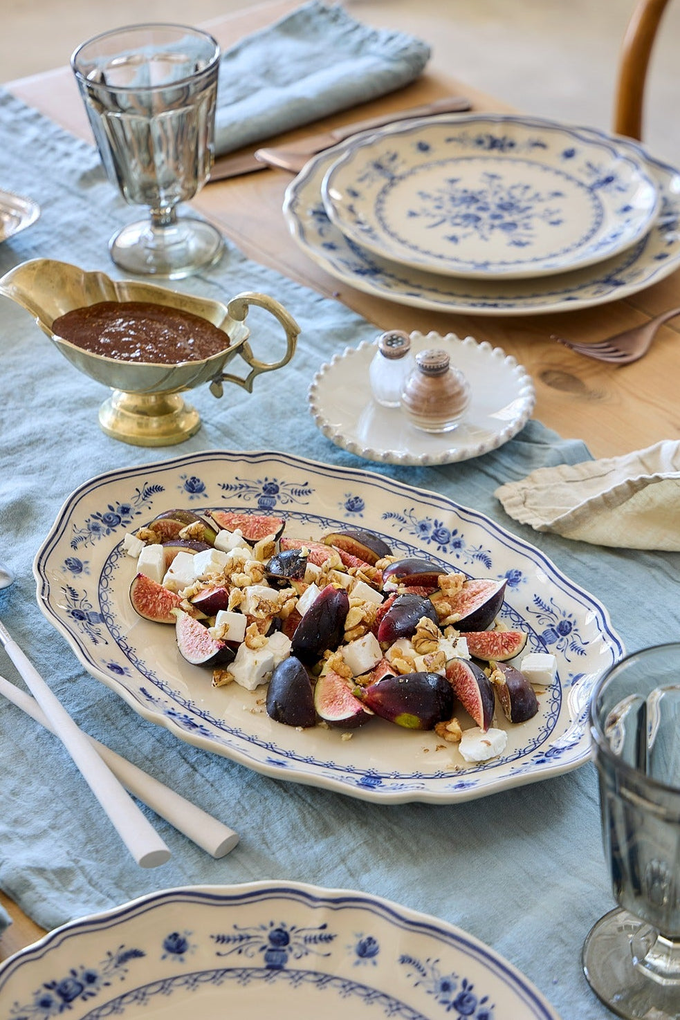 Oval Platter Vila - Beige Blue