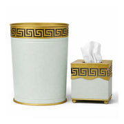 Soft Green Greek Key Wastepaper Basket & Tissue (3 Options)