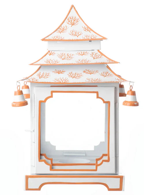 White & Coral Pagoda Lantern (4 Sizes)