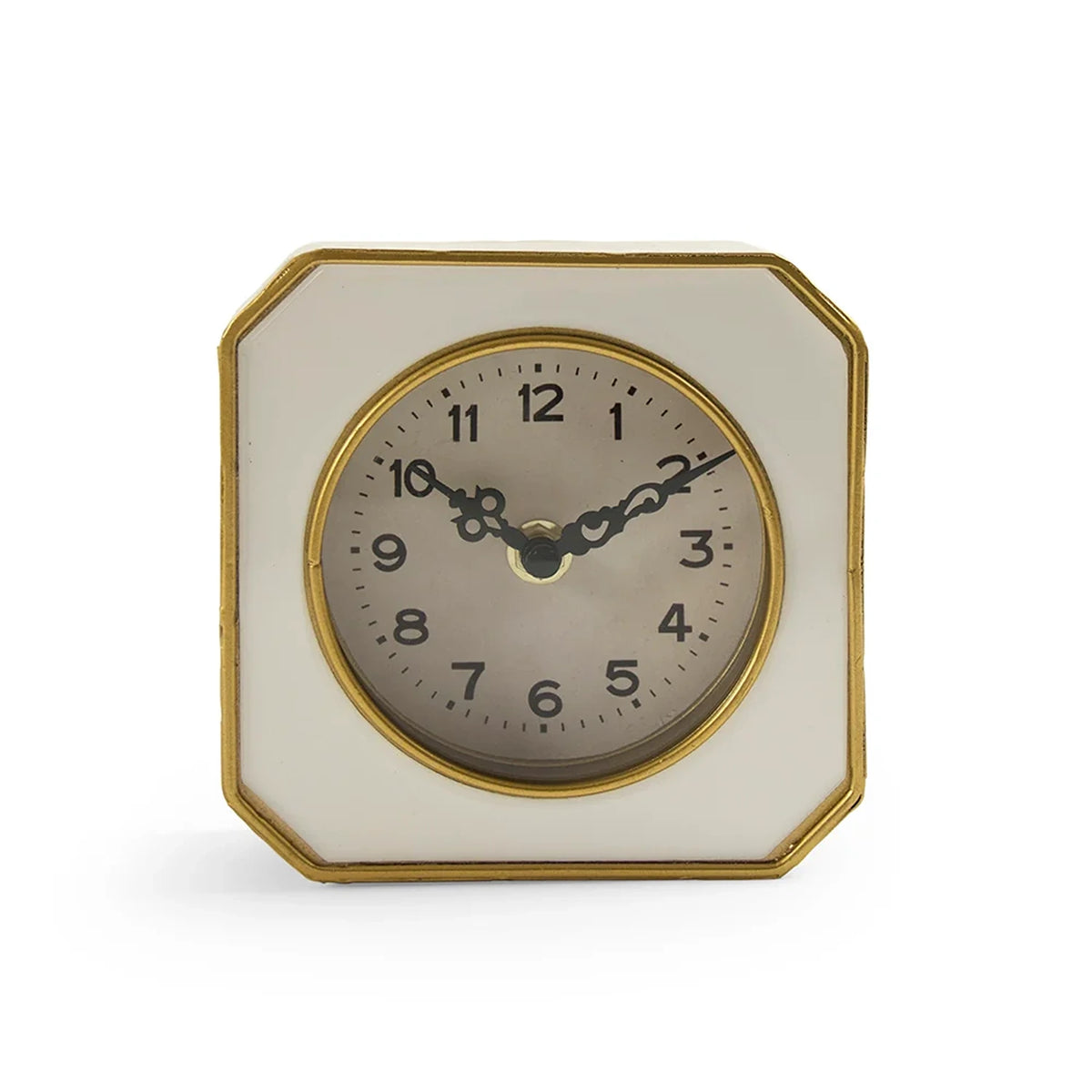Ivory and Gold Metal Table Clock