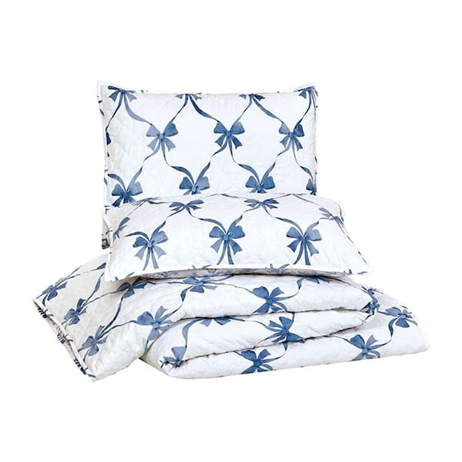 Abigail Ribbon Bow Full/Queen Quilt - 3pc Set
