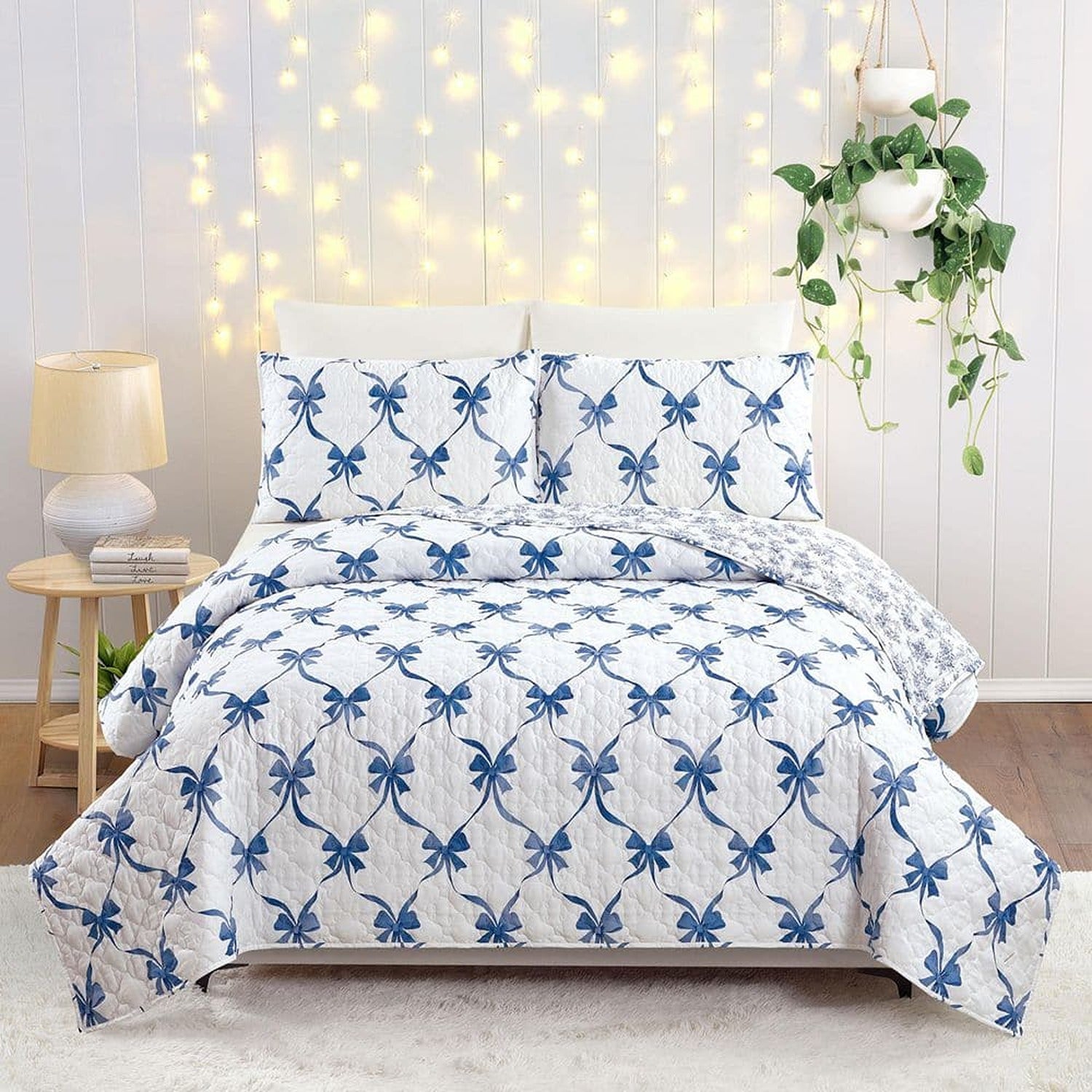Abigail Ribbon Bow Full/Queen Quilt - 3pc Set