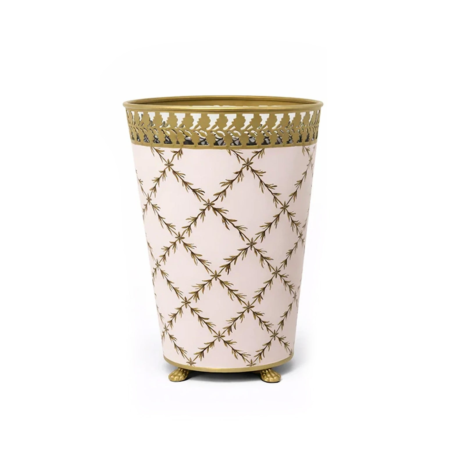 Pink Pierced Gold Leaf Wastepaper Basket & Tissue (3 Options)