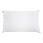 Scallop Frame Embroidered Cotton Percale Pillowcase Pair