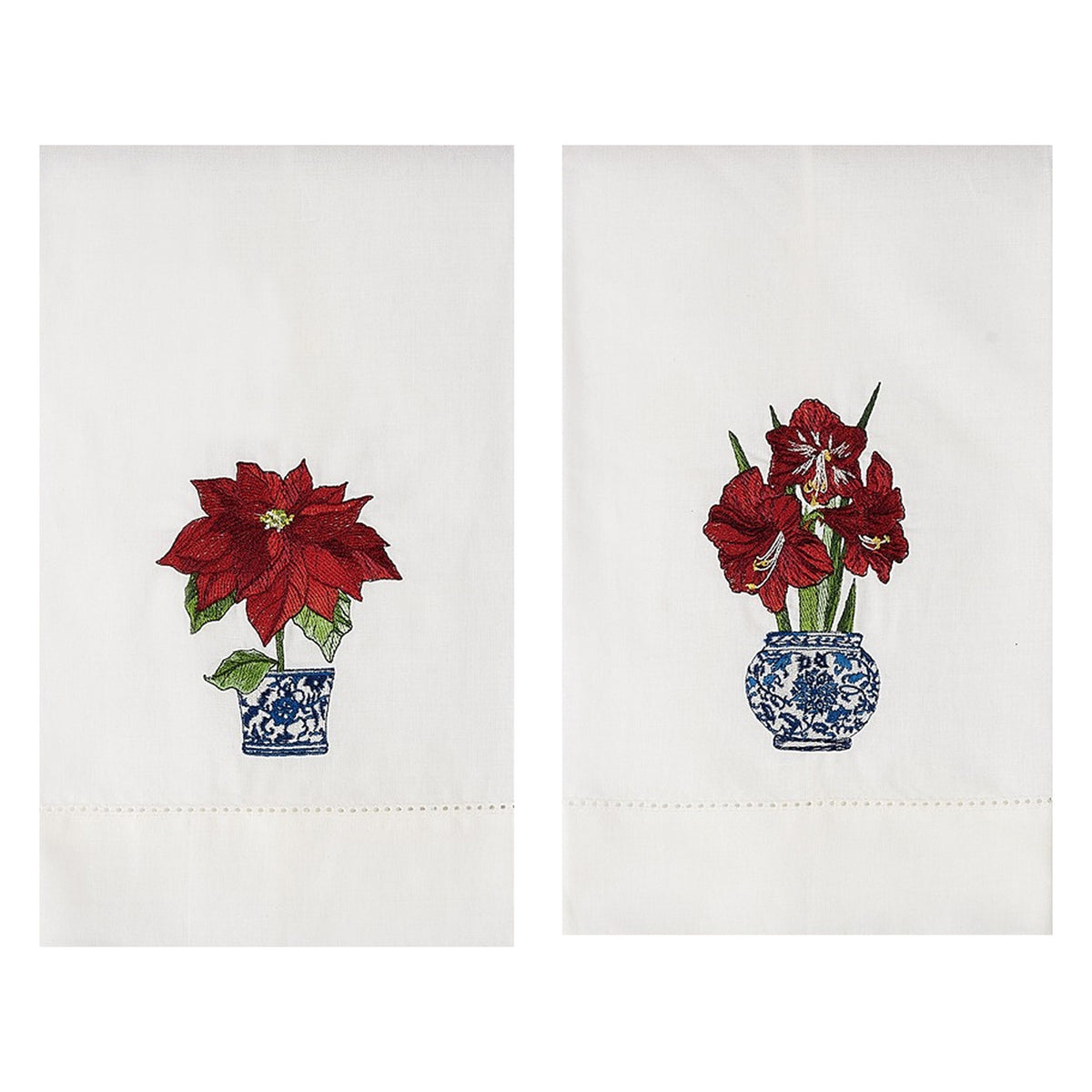 Poinsettia and Amaryllis Guest Towels