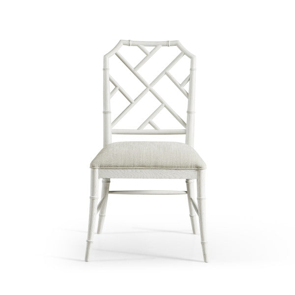 Timeless Saros Chippendale Bamboo Side Chair in Chalk White