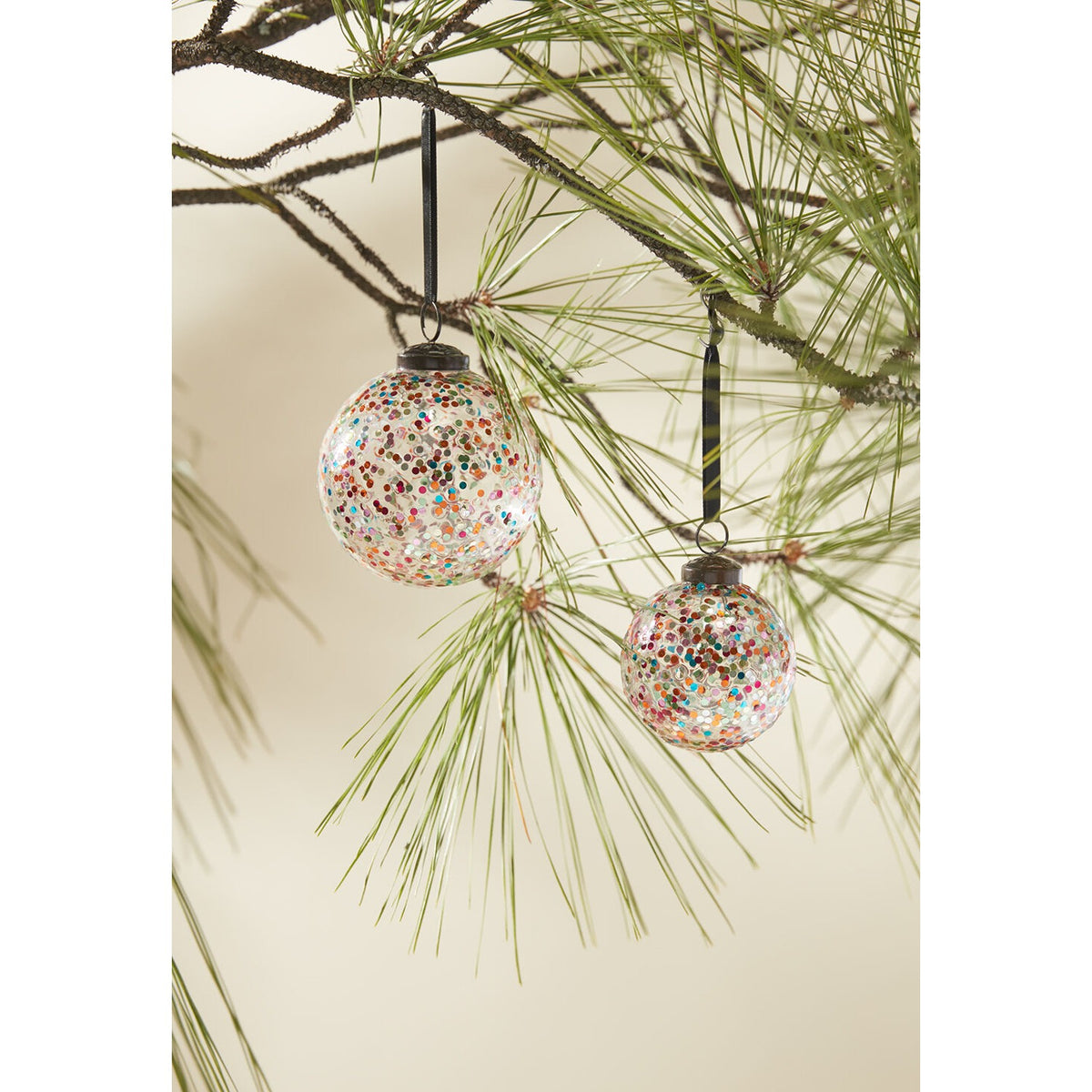Rainbow Glitter Ornament -  Set of 6