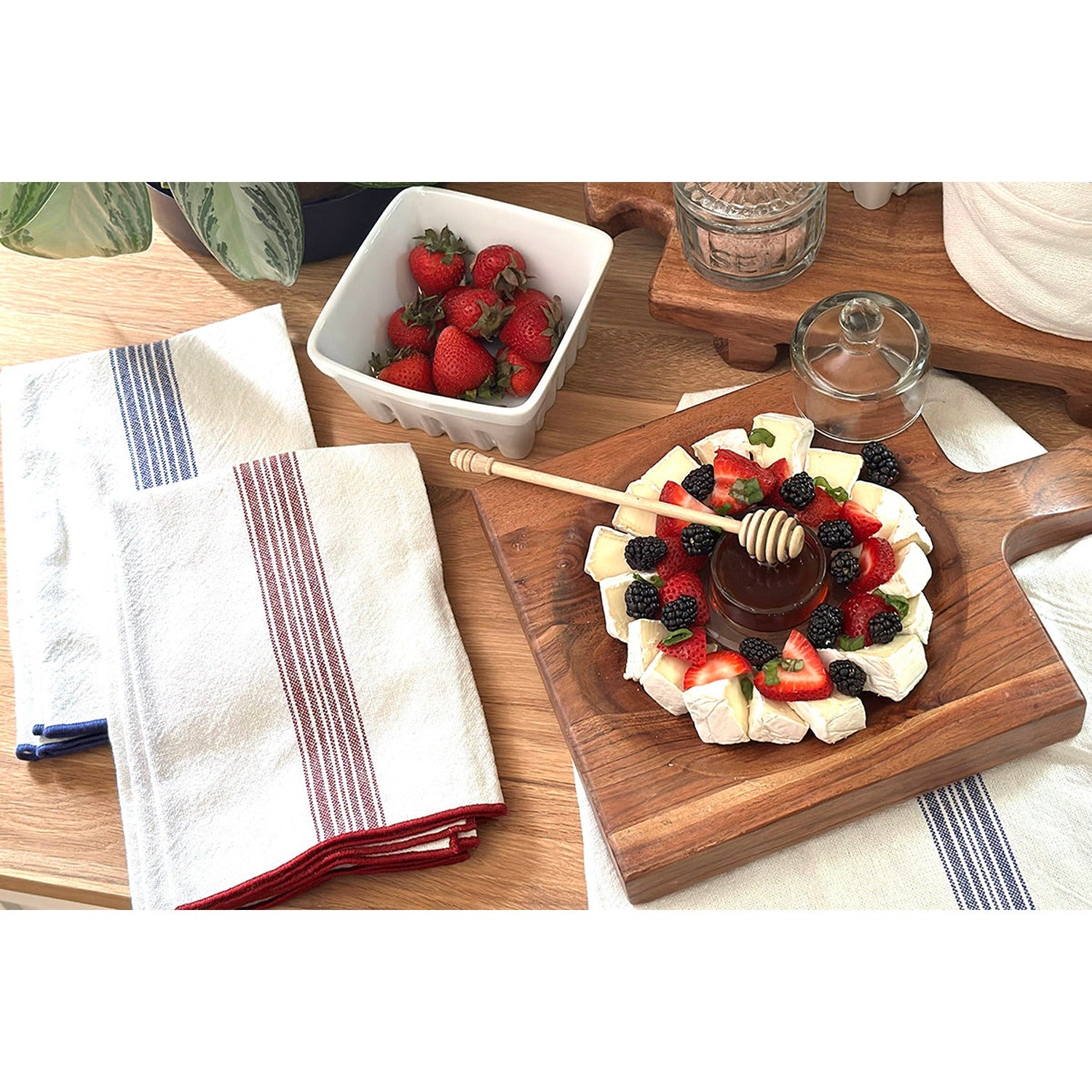 Dinner Napkins, Vintage Merlot Red Stripe, Set of 4