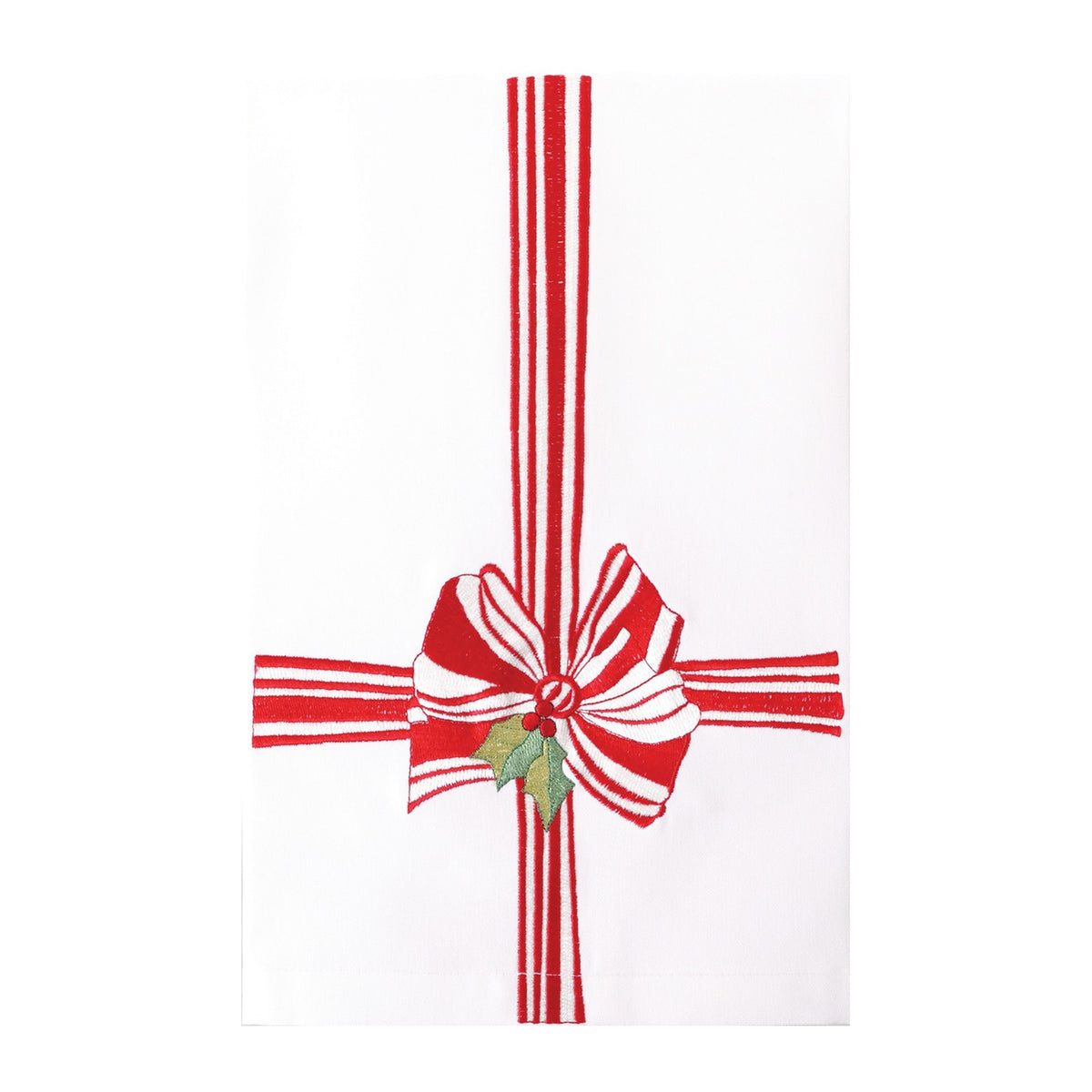 Red Stripe Bow Embroidered Towel