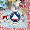 Blue Stripes - Quilted Placemats with Ruffle  - Set of 4