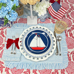 Blue Stripes - Quilted Placemats with Ruffle  - Set of 4
