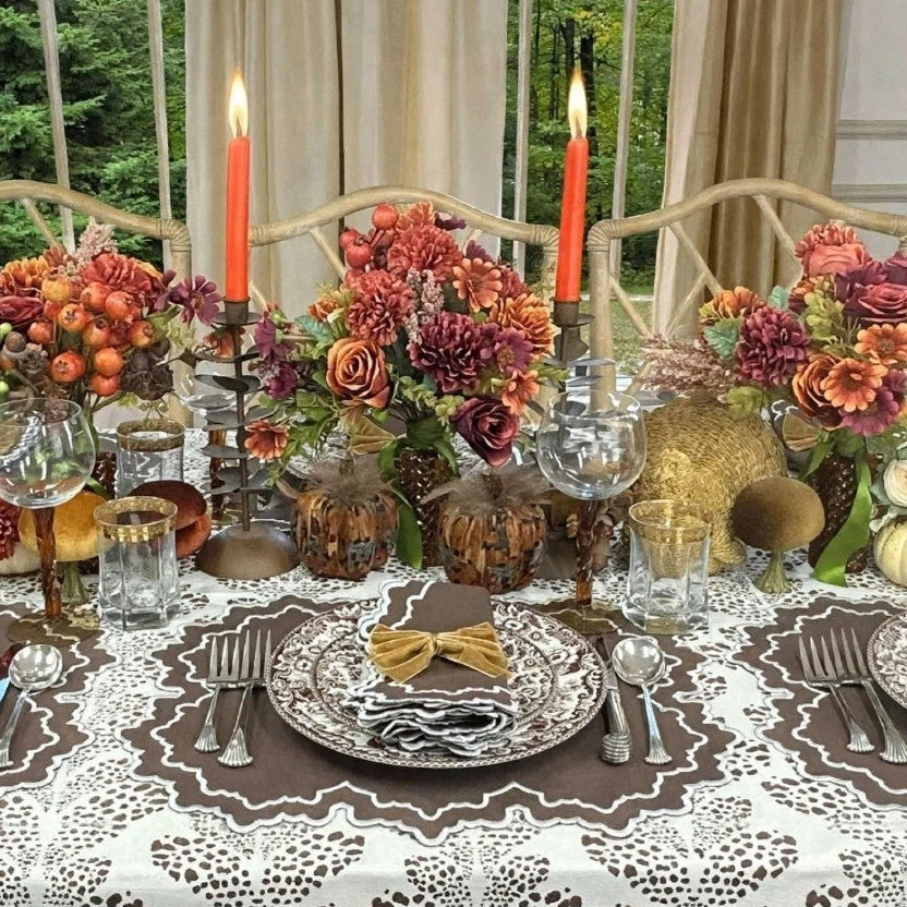 Whitley Napkin - Cocoa and White (Set of 4)