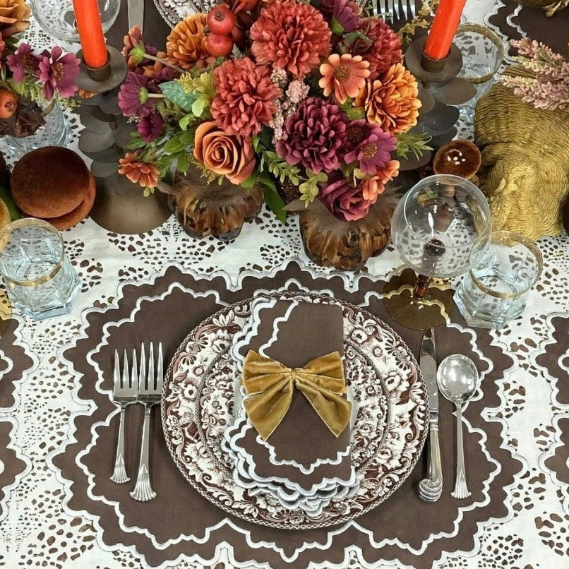 Whitley Napkin - Cocoa and White (Set of 4)