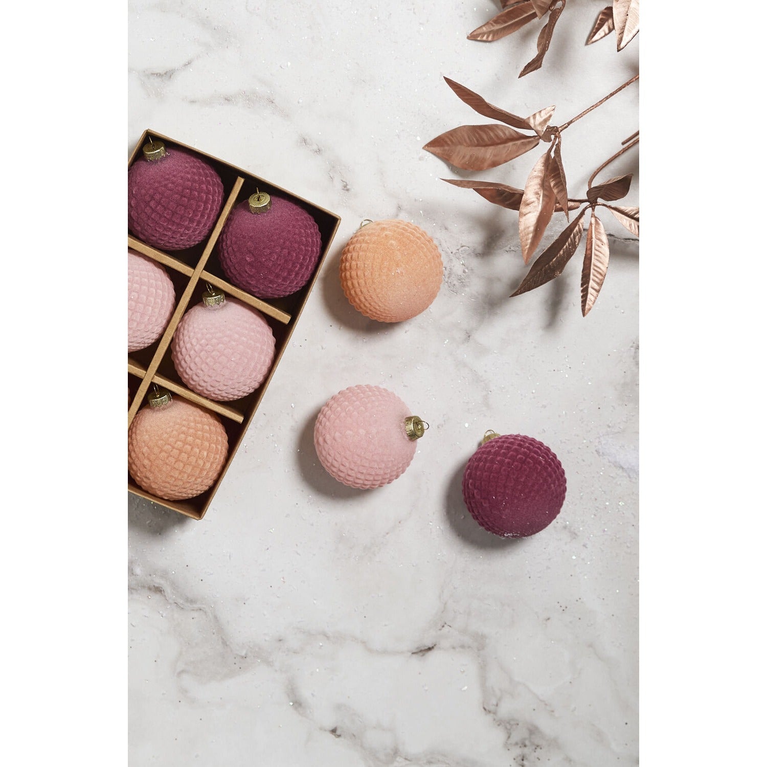 Rosy Velvet Ornament - Set of 6