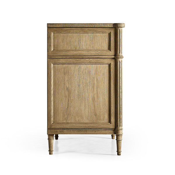 Timeless Kalpa Louis XVI Drawer Chest in Stripped Brown Chestnut