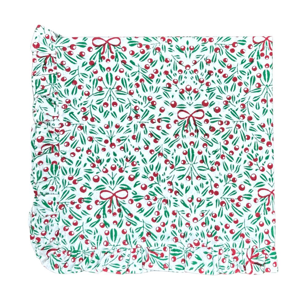 Mistletoe and Bows Ruffle Napkins- Set of 4