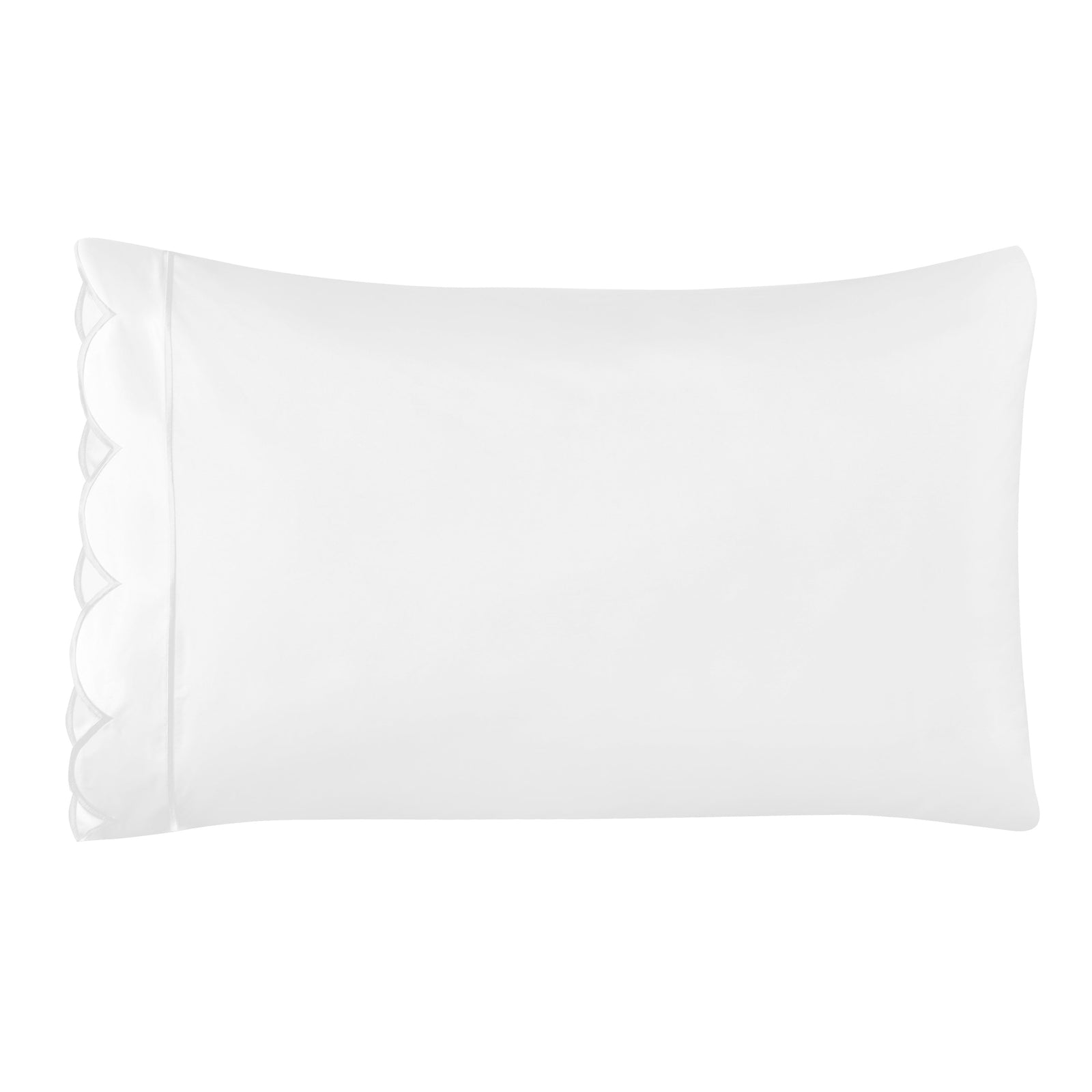 Scallop Frame Embroidered Cotton Percale Pillowcase Pair