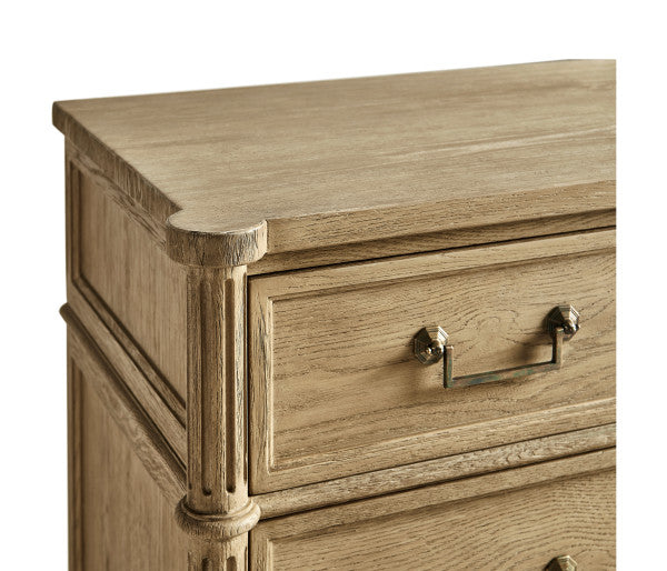 Timeless Kalpa Louis XVI Drawer Chest in Stripped Brown Chestnut