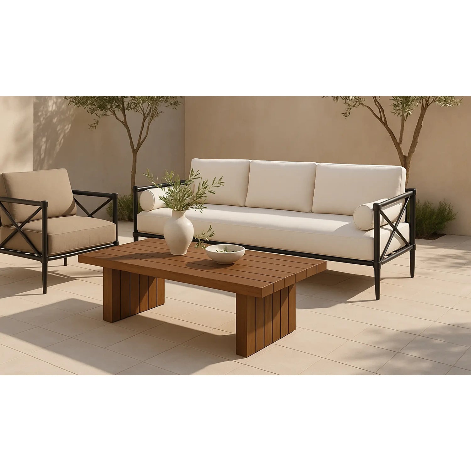 Asher Outdoor Coffee Table Brown