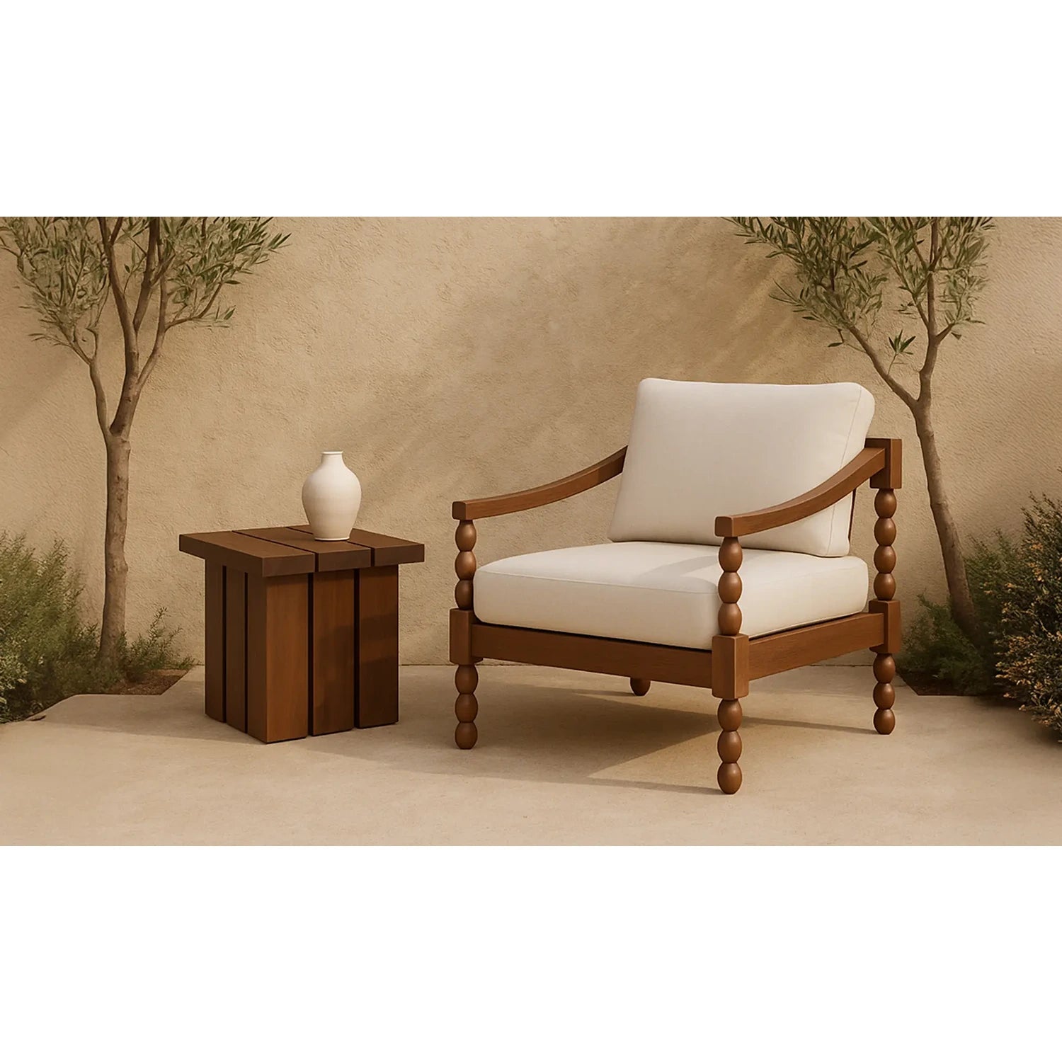 Asher Outdoor Side Table Brown